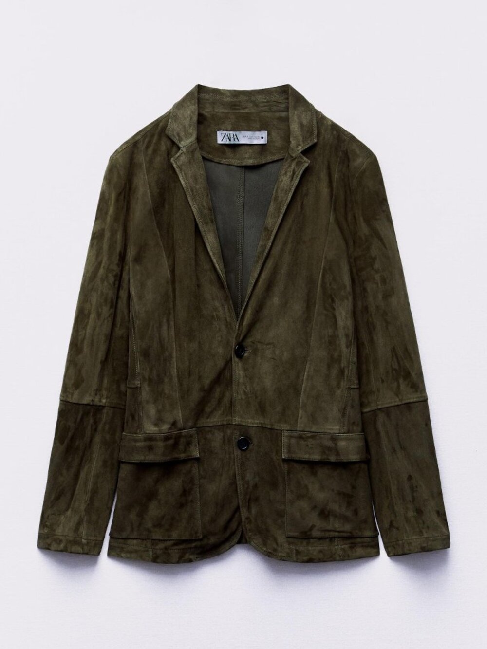 ZARA Leather Blazer ZW Limited Edition in Olive Size Medium NWT - Picture 2 of 5